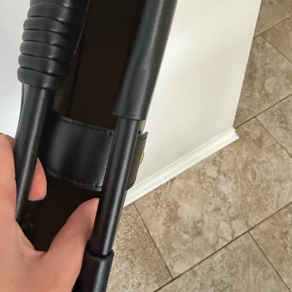 Structured Black Semi-Circle Clutch with Top Handle - Picture 5 of 8